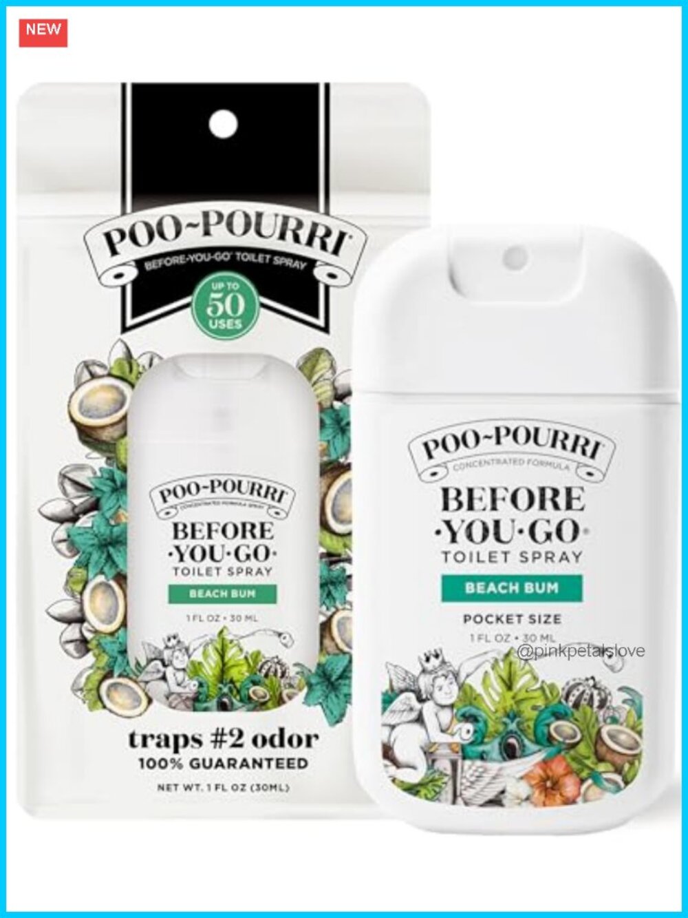Poo-Pourri Before-You-Go Toilet Spray Beach Bum 1 Fl Oz Travel Size